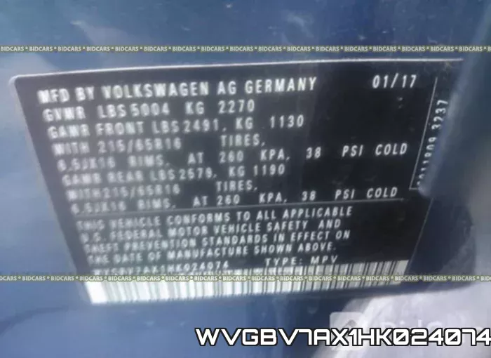 WVGBV7AX1HK024074 фото 10