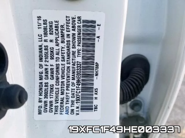 19XFC1F49HE003337 фото 2