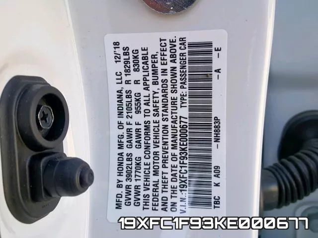 19XFC1F93KE000677 фото 2