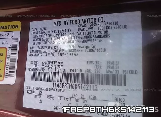 1FA6P8TH6K5142113 фото 9