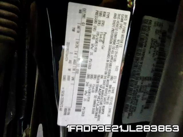 1FADP3E21JL283863 фото 2