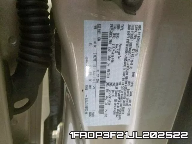 1FADP3F21JL202522 фото 2