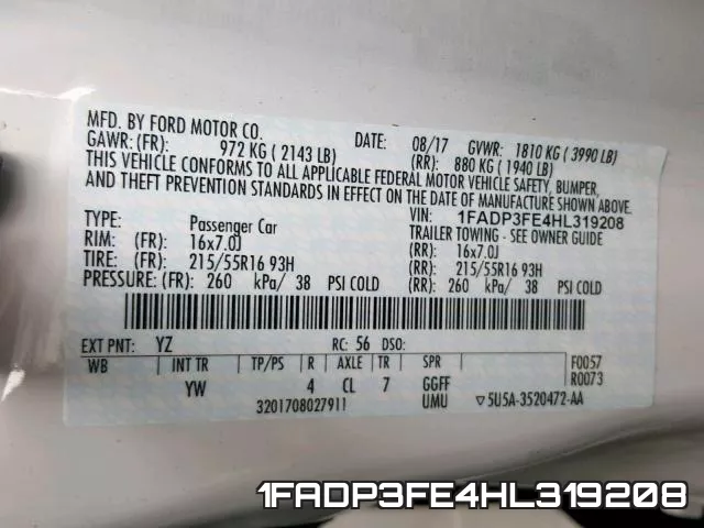 1FADP3FE4HL319208 фото 2