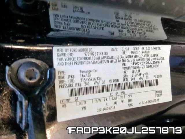 1FADP3K20JL257873 фото 2