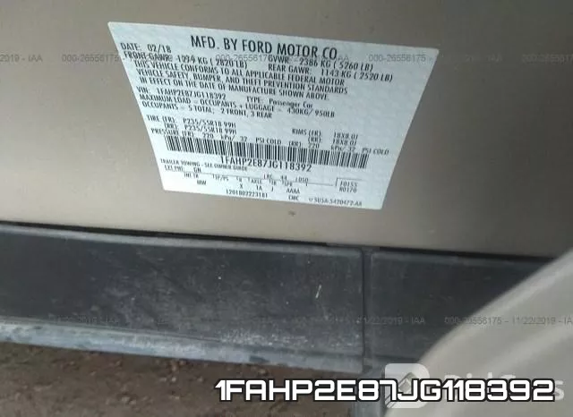 1FAHP2E87JG118392 фото 6
