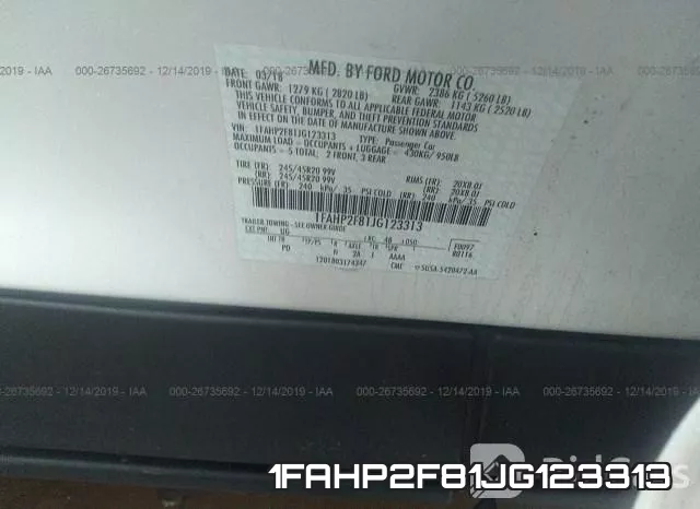 1FAHP2F81JG123313 фото 7