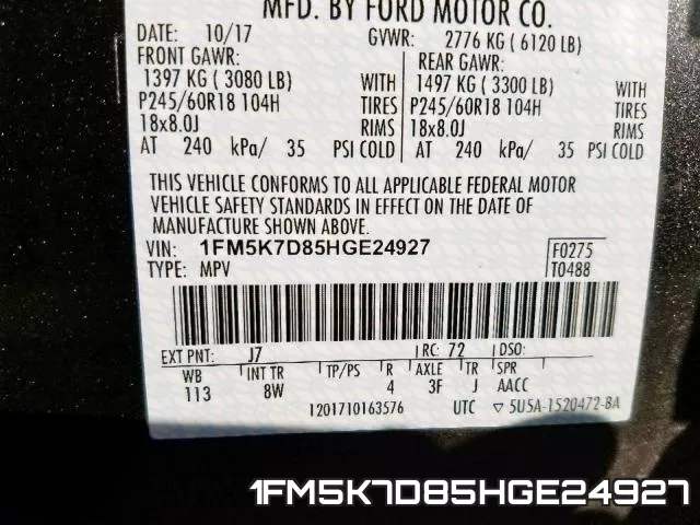 1FM5K7D85HGE24927 фото 2