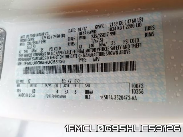 1FMCU0G95HUC53126 фото 2