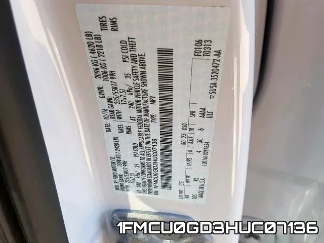 1FMCU0GD3HUC07136 фото 2