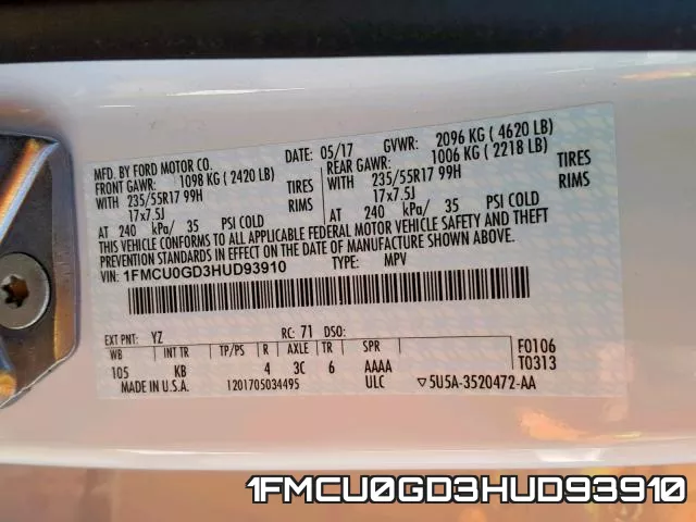 1FMCU0GD3HUD93910 фото 2