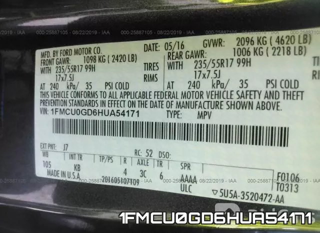 1FMCU0GD6HUA54171 фото 8