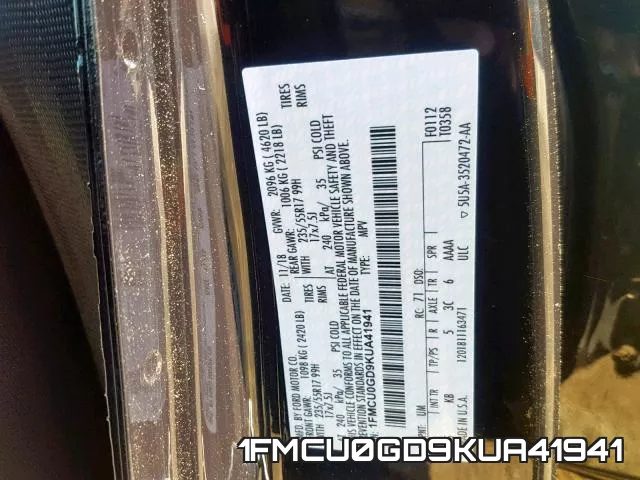 1FMCU0GD9KUA41941 фото 2
