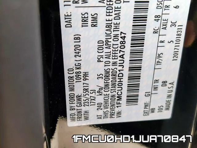 1FMCU0HD1JUA70847 фото 2