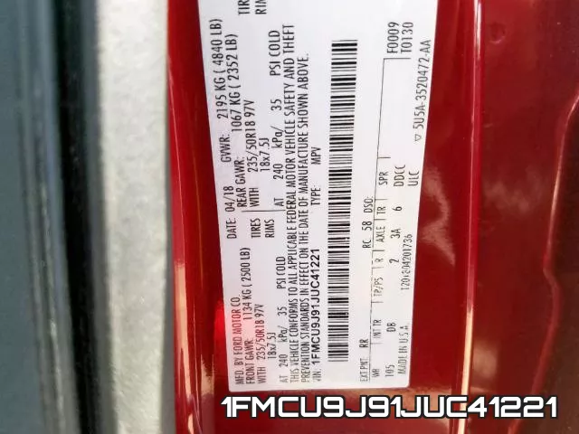 1FMCU9J91JUC41221 фото 2