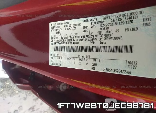 1FT7W2BT0JEC98781 фото 8