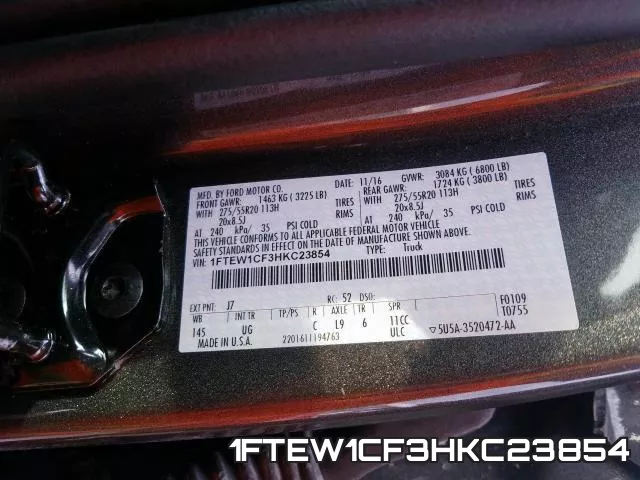 1FTEW1CF3HKC23854 фото 2