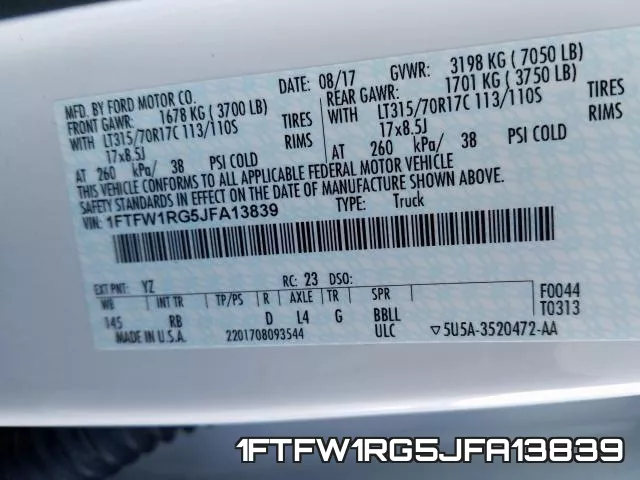 1FTFW1RG5JFA13839 фото 2