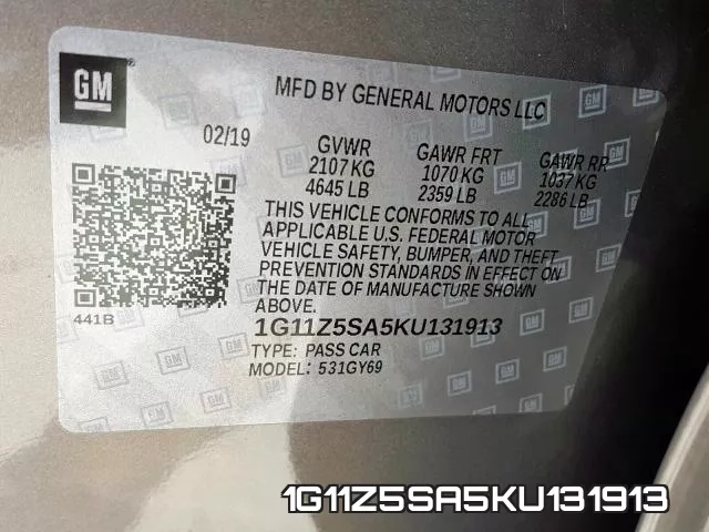 1G11Z5SA5KU131913 фото 2