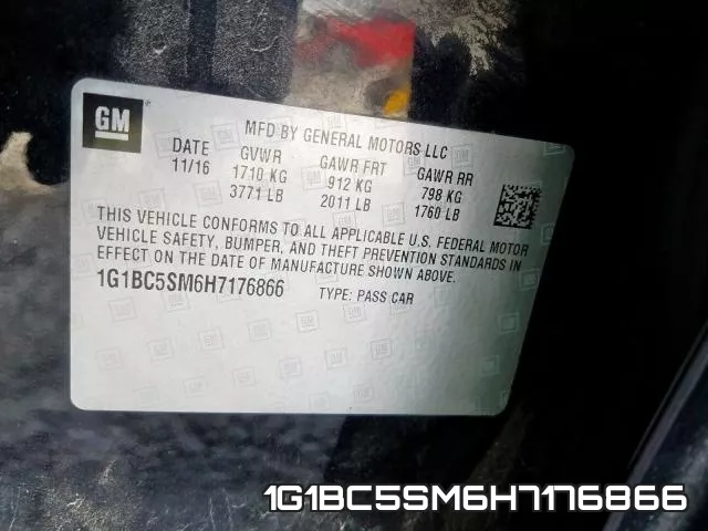 1G1BC5SM6H7176866 фото 2