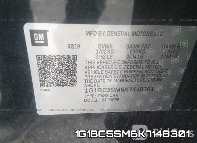 1G1BC5SM6K7148301 фото 10