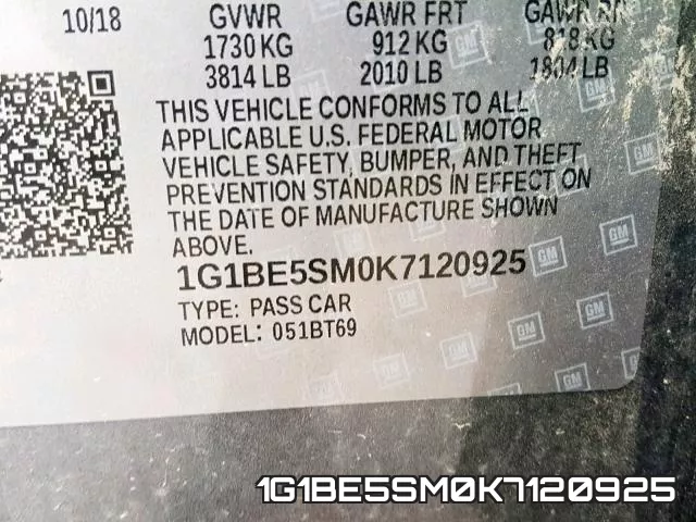 1G1BE5SM0K7120925 фото 2