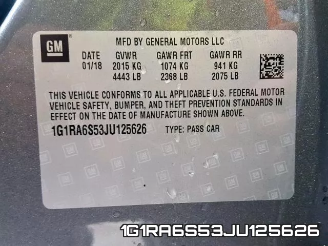 1G1RA6S53JU125626 фото 2