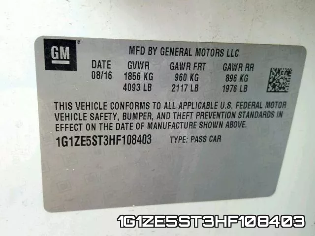 1G1ZE5ST3HF108403 фото 2