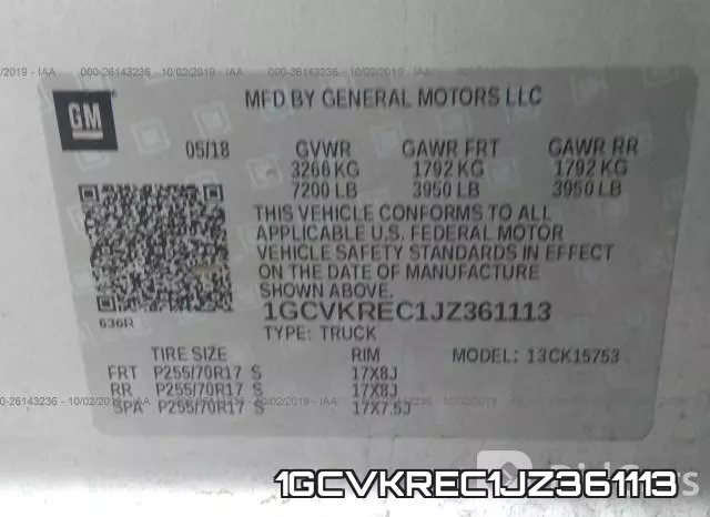 1GCVKREC1JZ361113 фото 10