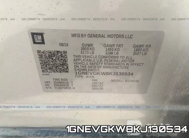 1GNEVGKW8KJ130534 фото 9