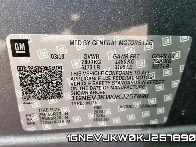 1GNEVJKW0KJ257890 фото 2