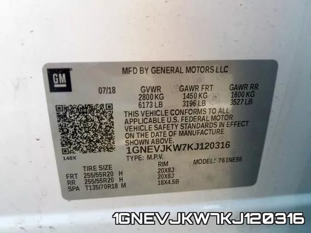 1GNEVJKW7KJ120316 фото 2
