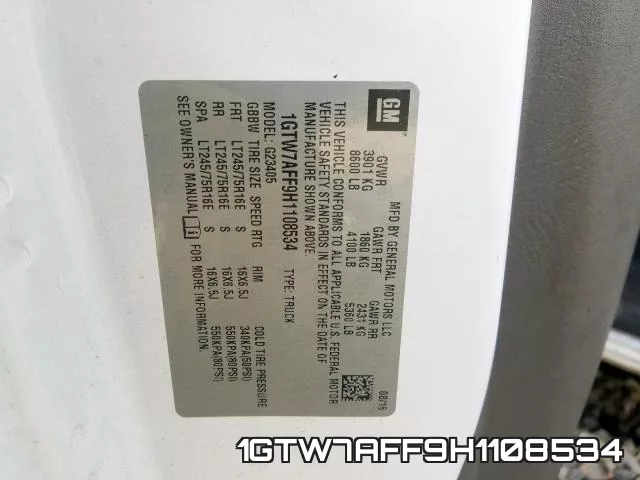 1GTW7AFF9H1108534 фото 2