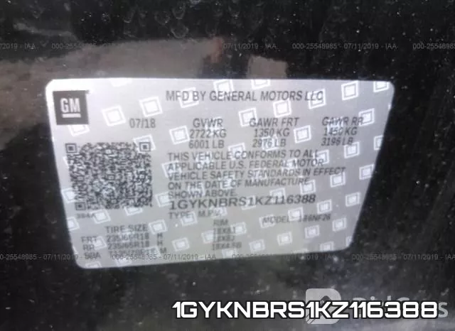 1GYKNBRS1KZ116388 фото 8