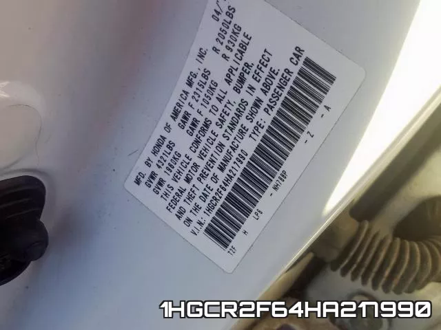 1HGCR2F64HA217990 фото 2