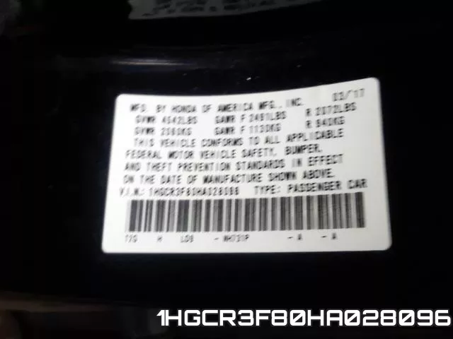 1HGCR3F80HA028096 фото 2