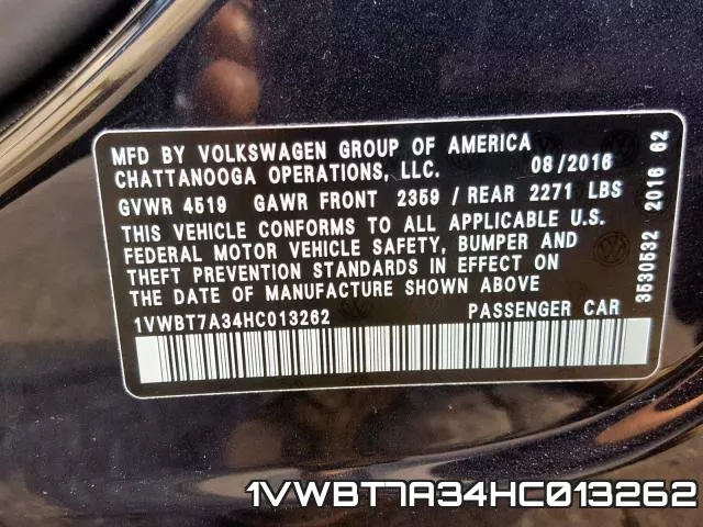 1VWBT7A34HC013262 фото 2