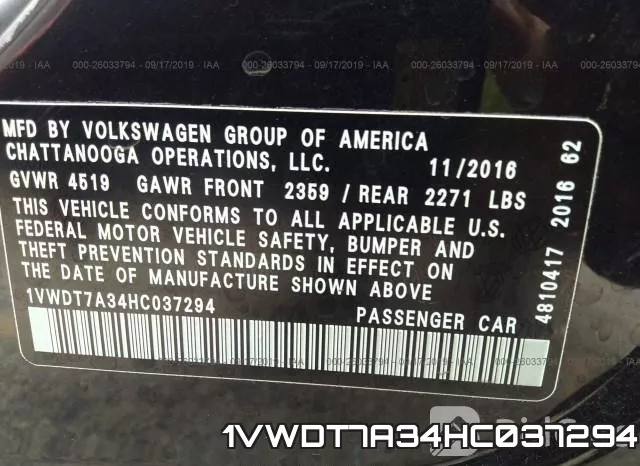 1VWDT7A34HC037294 фото 9