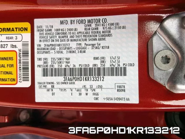 3FA6P0HD1KR133212 фото 2