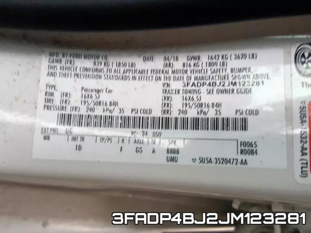 3FADP4BJ2JM123281 фото 2