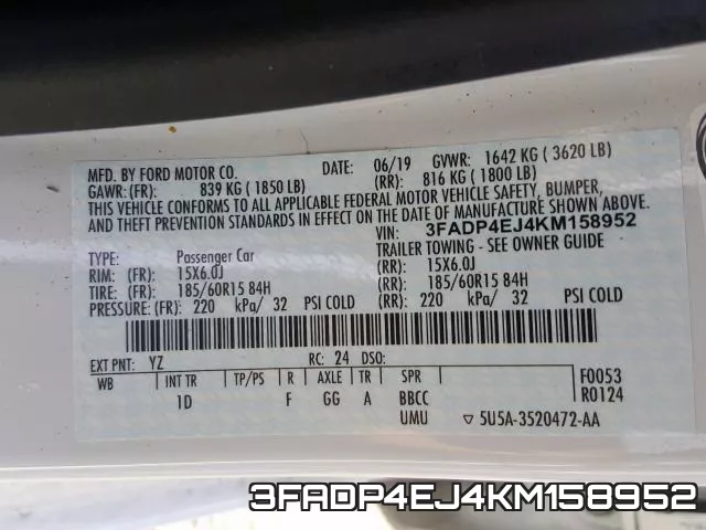 3FADP4EJ4KM158952 фото 2