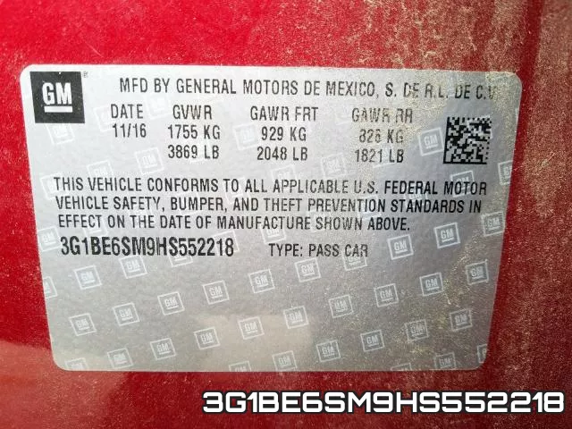 3G1BE6SM9HS552218 фото 2