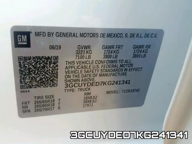3GCUYDED7KG241341 фото 2