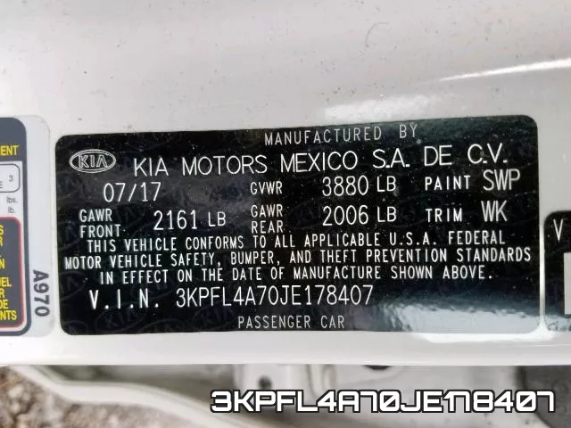 3KPFL4A70JE178407 фото 2