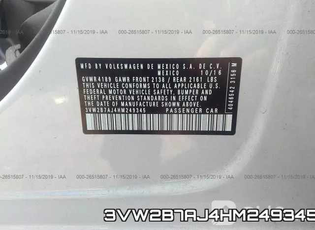 3VW2B7AJ4HM249345 фото 9