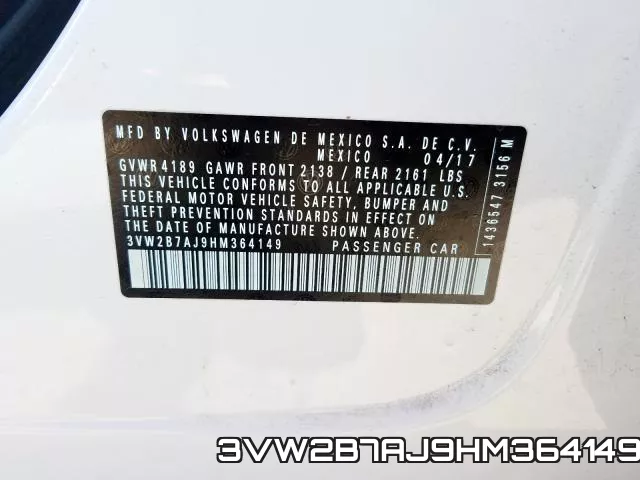 3VW2B7AJ9HM364149 фото 2
