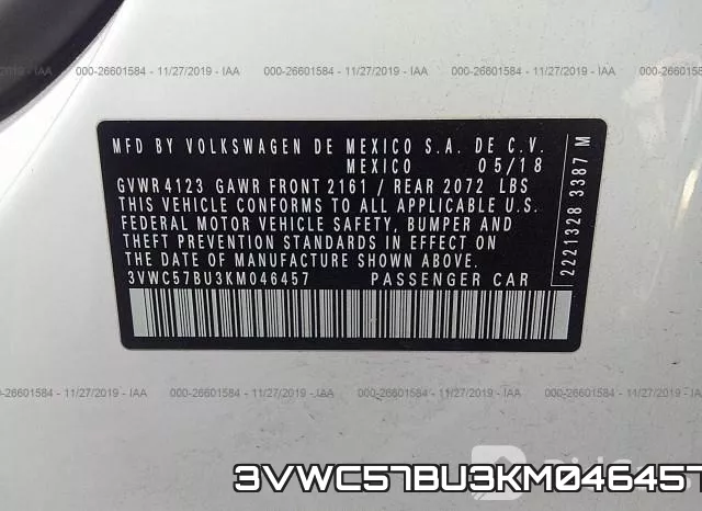 3VWC57BU3KM046457 фото 8