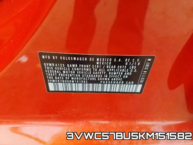 3VWC57BU5KM151582 фото 2