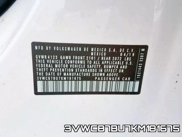 3VWCB7BU7KM181675 фото 2