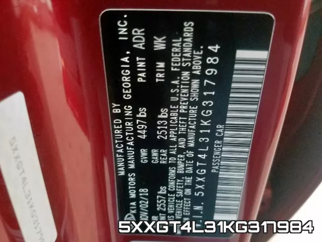 5XXGT4L31KG317984 фото 2