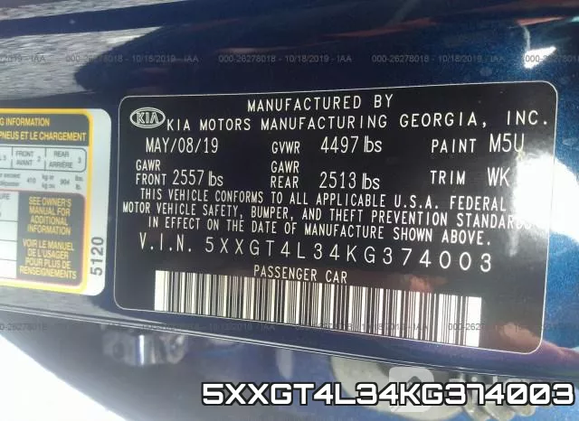 5XXGT4L34KG374003 фото 10